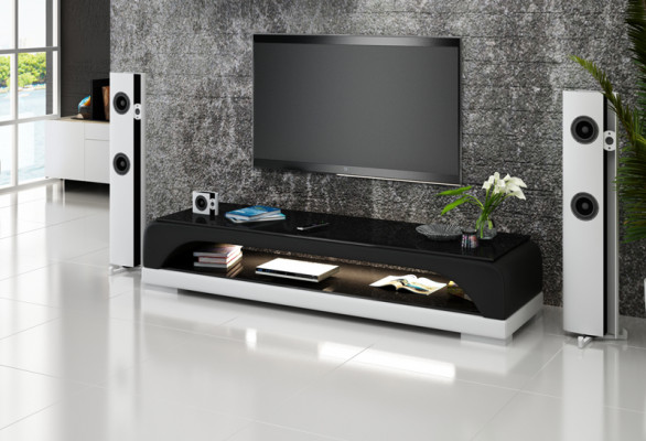 Kredens RTV Skóra Szkło Tabela Szafa Telewizyjna Tabela Designer Decor