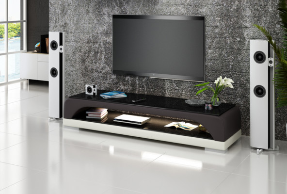 Kredens RTV Skóra Szkło Tabela Szafa Telewizyjna Tabela Designer Decor
