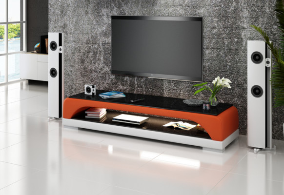 Kredens RTV Skóra Szkło Tabela Szafa Telewizyjna Tabela Designer Decor