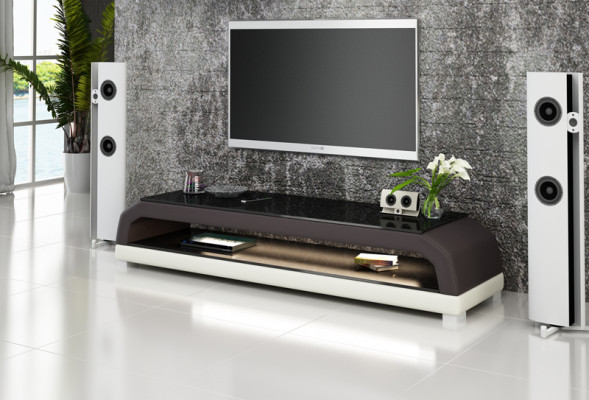 Kredens RTV Skóra Szkło Tabela Telewizor Szafa Tabela Decor Designer