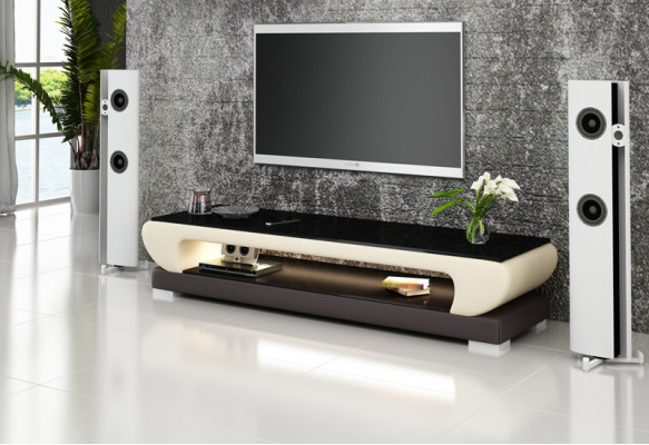 Kredens RTV Skóra Szkło Tabela Szafa Telewizyjna Decor Tabela Designer