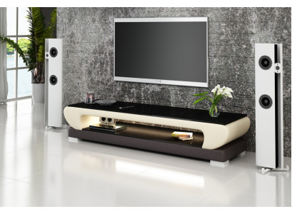 Kredens RTV Skóra Szkło Tabela Szafa Telewizyjna Decor Tabela Designer