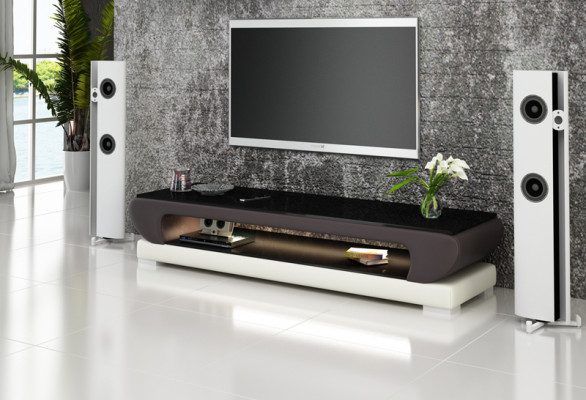 Kredens RTV Skóra Szkło Tabela Szafa Telewizyjna Decor Tabela Designer
