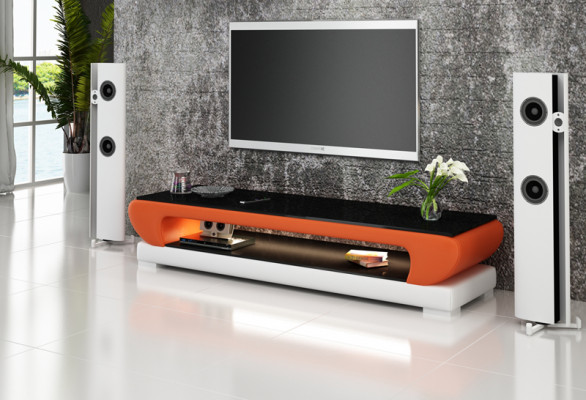 Kredens RTV Skóra Szkło Tabela Szafa Telewizyjna Decor Tabela Designer