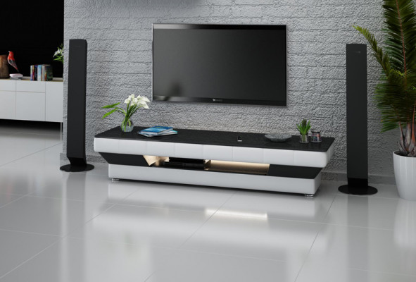 Kredens RTV Skóra Decor Szkło Tabela Szafa Telewizyjna Tabela Designer