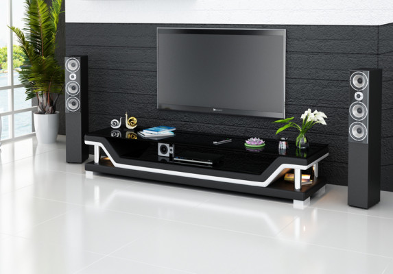 Kredens RTV Skóra Szkło Tabela Szafa Telewizyjna Designer TS1003