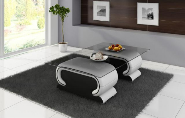 Designerski stolik szklany Tabela Podkładka Skóra Tabela Couch Sofa Stoliki skórzane