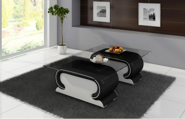 Designerski stolik szklany Tabela Podkładka Skóra Tabela Couch Sofa Stoliki skórzane