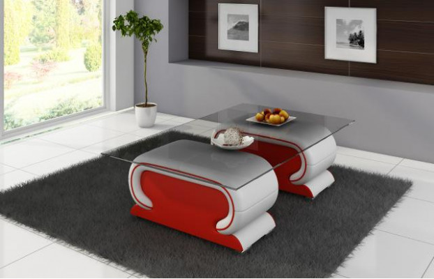 Designerski stolik szklany Tabela Podkładka Skóra Tabela Couch Sofa Stoliki skórzane