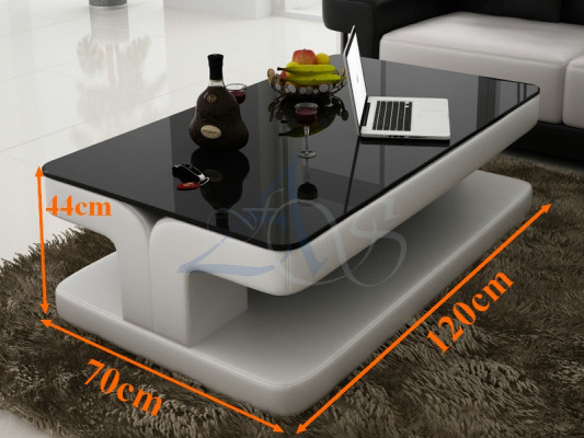 Designerski stolik kawowy Podkładka Tabela Skóra Szkło Nowoczesne stoły Szkło