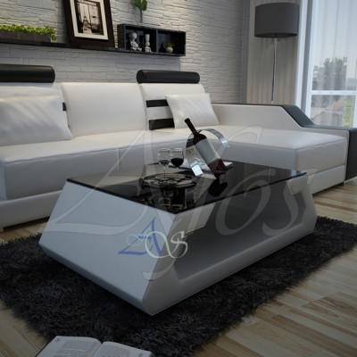 Designerski stolik kawowy Podkładka Tabela Skóra Szkło Moderner Tabela (Hamburg)