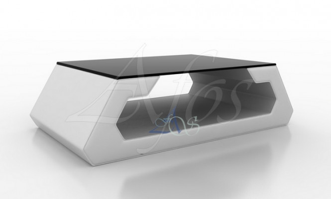 Designerski stolik kawowy Podkładka Tabela Skóra Szkło Moderner Tabela (Hamburg)