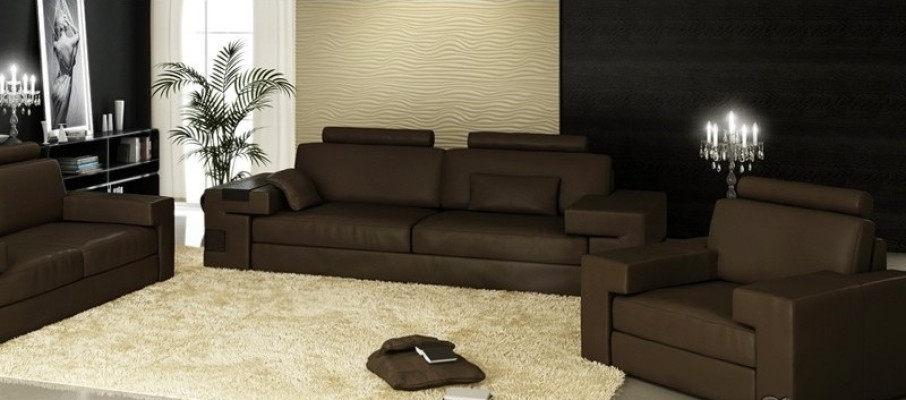 Skórzana sofa Zestaw sofowy 3+2+1 Kanapa Siedziba Podkładka Sofa Ustaw Zestaw Nassau Brown