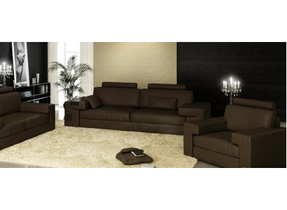 Skórzana sofa Zestaw sofowy 3+2+1 Kanapa Siedziba Podkładka Sofa Ustaw Zestaw Nassau Brown
