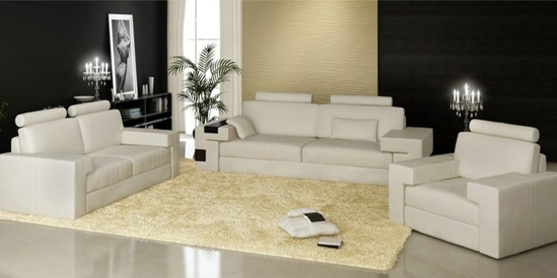 Skórzana sofa Zestaw sofowy 3+2+1 Kanapa Siedziba Podkładka Sofa Ustaw Zestaw Nassau Brown