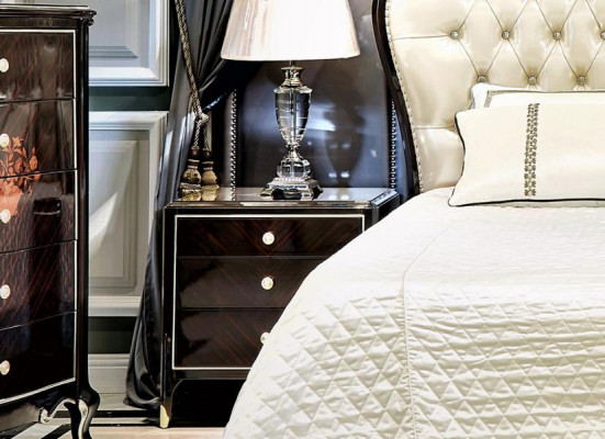 Chesterfield Design Sypialnia Stolik nocny 2x Meble Włoskie 4 szt. Ustaw nowy