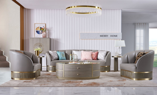 Zestaw sofowy 4+2+2 miejsce do siedzenia Pokój dzienny Meble tapicerowane Nowoczesna sofa Sofa skórzana Sofy