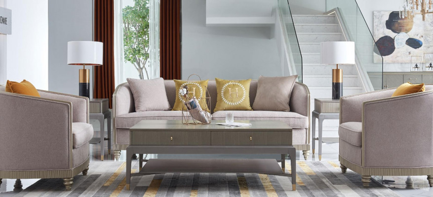 Designerska Kanapa Siedziba Podkładka 3+1+1 miejsce do siedzenia BeigeTextil Ustawić Sofa Aksamit Nowość