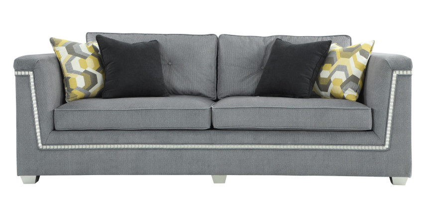 Zestaw sofowy 3+1 Szary Salon Włókienniczy Meble tapicerowane Nowoczesna Sofa
