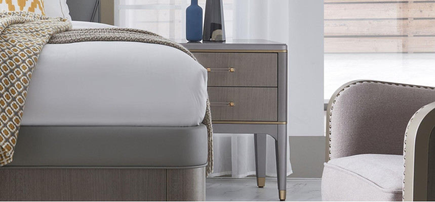 Łóżko 2x Stolik nocny 3 szt. Sypialnia Scenografia Modern Luxury Grupa