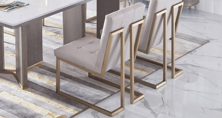 Designerska Jadalnia Pokój Krzesło Zestaw Metal Włókienniczy Fotel 6x Lounge Krzesła