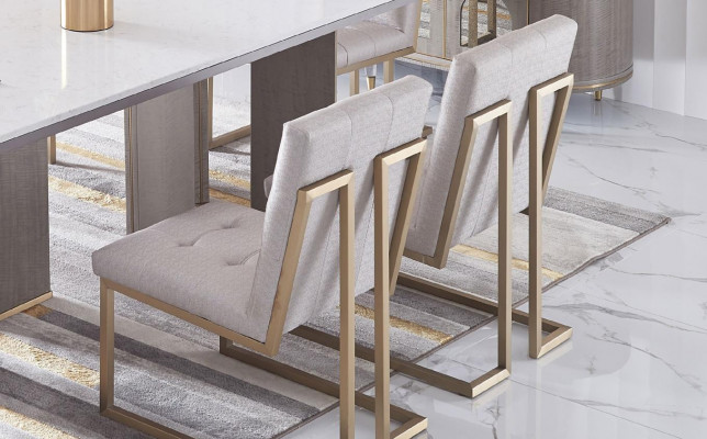 Designerska Jadalnia Pokój Krzesło Zestaw Metal Włókienniczy Fotel 6x Lounge Krzesła