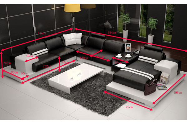 Sofa Couch Żywy krajobraz XXL Couch Sofa skórzana z Ottoman Zestaw sofowy 2725