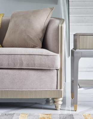 Meble w stylu włoskim Sofa trzyosobowa kanapa Podkładka Sofy Drewno Włókienniczy