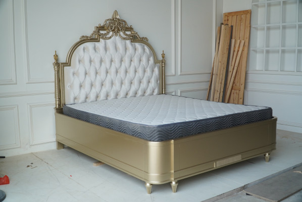 Chesterfield Drewno Podwójne łóżko Design Podkładka Łóżko Marriage Sypialnia 180x200