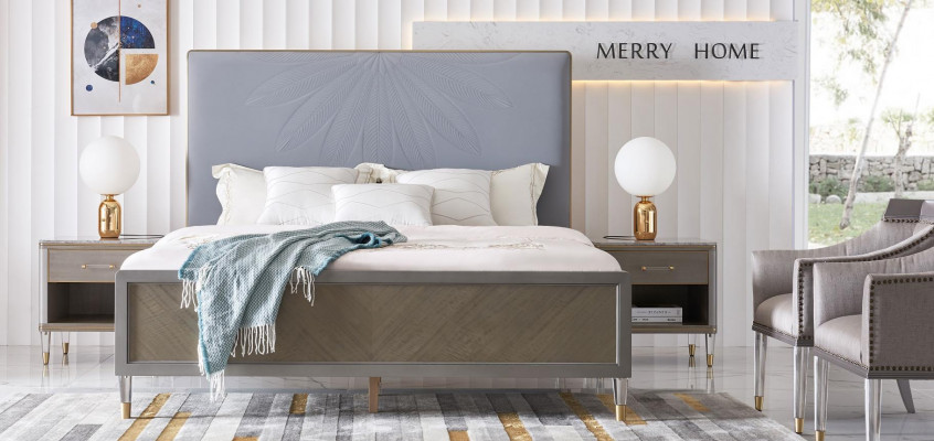 Skóra Łóżko Podwójne łóżko Szare 180x200 łóżko Podkładka Luxury Double