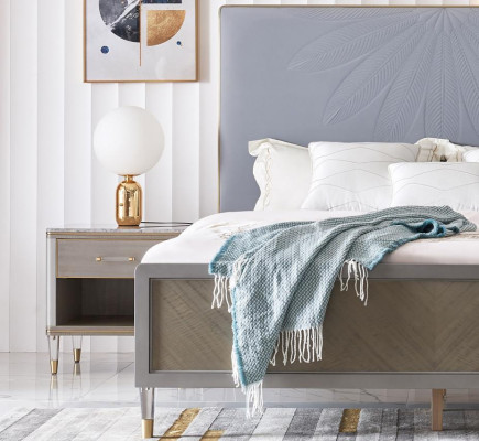 Skóra Łóżko Podwójne łóżko Szare 180x200 łóżko Podkładka Luxury Double