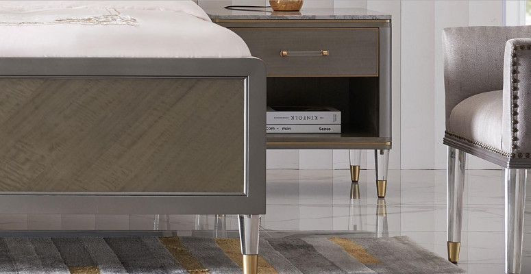 Skóra Łóżko Podwójne łóżko Szare 180x200 łóżko Podkładka Luxury Double