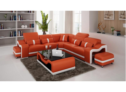Desing Narożnikowa kanapa Sofa Kanapa Skóra Narożnik L Form Żywy krajobraz Podkładka Zestaw narożny