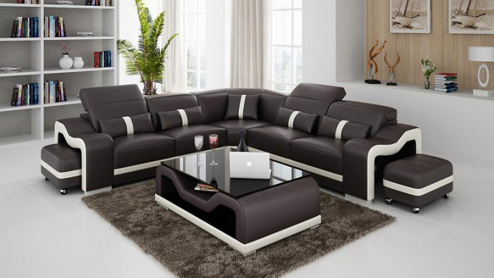 Desing Narożnikowa kanapa Sofa Kanapa Skóra Narożnik L Form Żywy krajobraz Podkładka Zestaw narożny