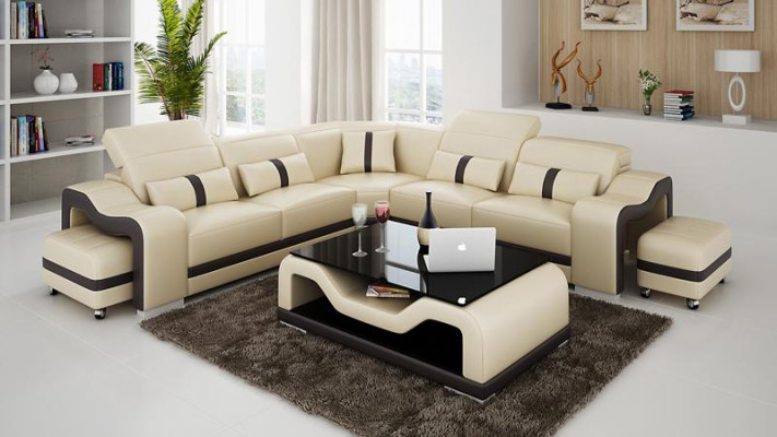Desing Narożnikowa kanapa Sofa Kanapa Skóra Narożnik L Form Żywy krajobraz Podkładka Zestaw narożny