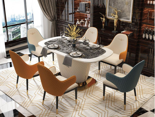 Design Stół obiadowy Skóra Kamień Tabela Nowoczesne stoły do ​​jadalni Meble 160x90 stoły