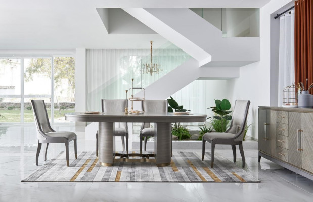 jadalnia Tabela Designer Luxury Meble Drewno stoły 221x95cm Salon