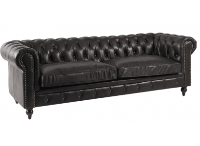 Cheterfield Sofa 3 miejsce do siedzenia Modern Skóra -Fibre Prawdziwe drewno Luksusowe meble w stylu klasycznym