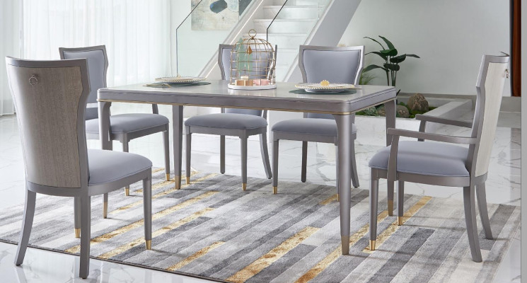 Luksusowe Meble Stół obiadowy Tabela jadalnia Salon Drewno Stal nierdzewna Design