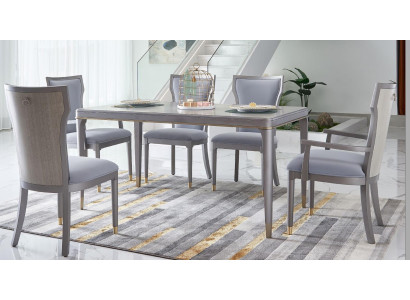 Luksusowe Meble Stół obiadowy Tabela jadalnia Salon Drewno Stal nierdzewna Design