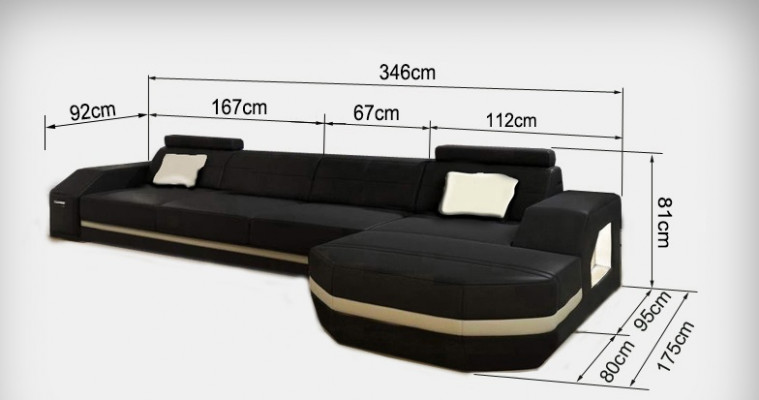 Elegancka czarna kanapa narożnikowa w kształcie litery L Stylowe meble do Twojego domu