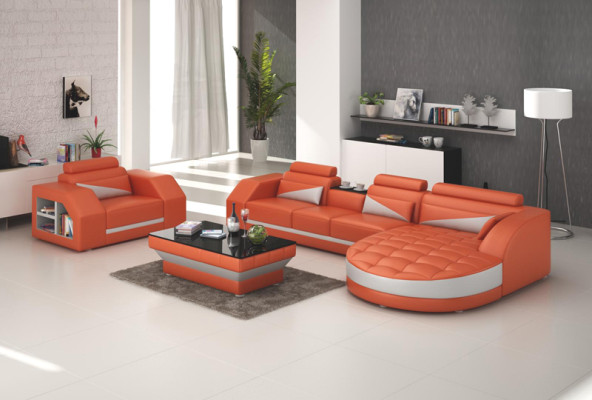 Sofa skórzana Kanapa Żywy krajobraz Narożnikowa kanapa + Fotel Ustaw Design Sofa G8018E