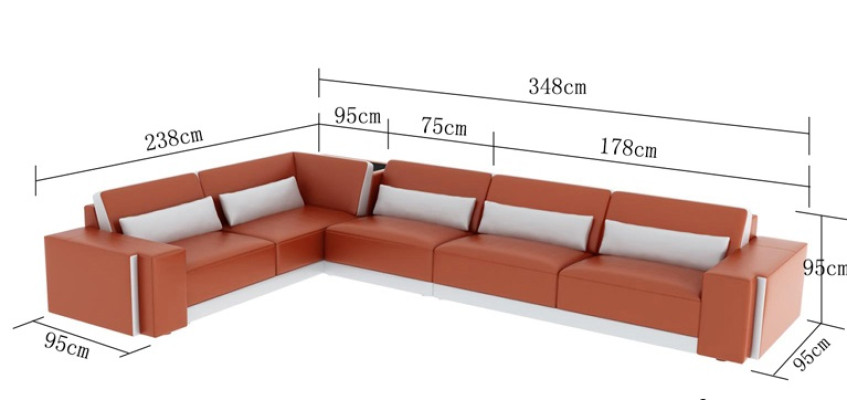 Skórzana sofa kanapa Żywy krajobraz Narożnik Modern Narożnikowa kanapa Design Ustawić Sofa
