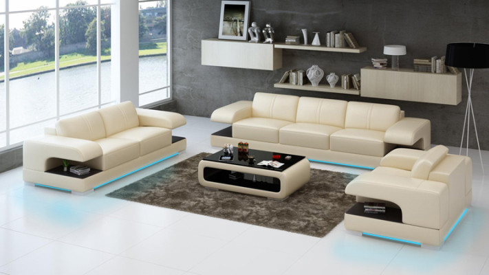 Skórzana sofa kanapa Żywy krajobraz Ustawić Design Nowoczesny Zestaw sofowy 3+2+1 G8028D