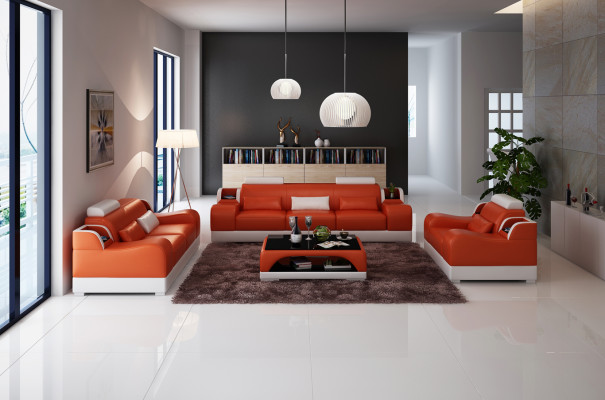 Design Zestaw sofowy Kanapa Podkładka Sofy Skóra 3+2 miejsce do siedzenia Kompletny Zestaw New Modern