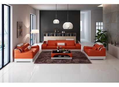 Design Zestaw sofowy Kanapa Podkładka Sofy Skóra 3+2 miejsce do siedzenia Kompletny Zestaw New Modern