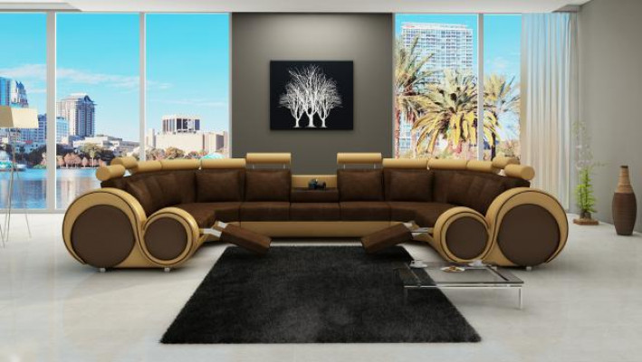 Materiał Włókienniczy Sofa Tekstylna Sofa z USB Narożnikowa kanapa Kanapa Żywy krajobraz XXL Relaks Nowość