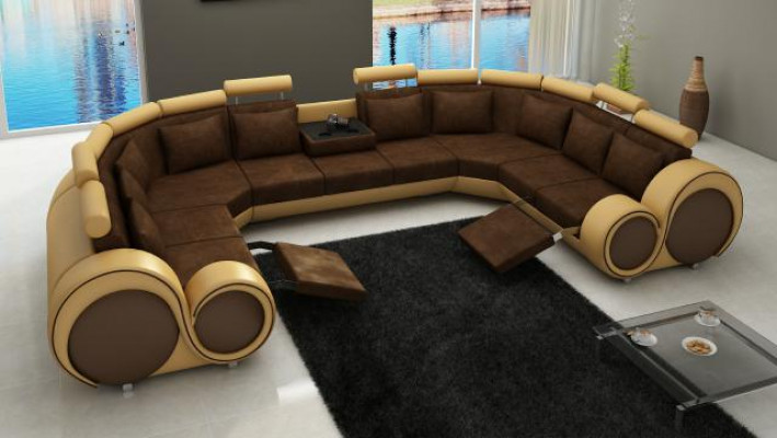 Materiał Włókienniczy Sofa Tekstylna Sofa z USB Narożnikowa kanapa Kanapa Żywy krajobraz XXL Relaks Nowość