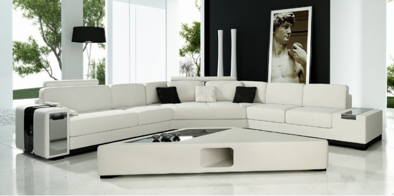 Skórzana sofa Narożnikowa kanapa Sofa z USB Podkładka Designer Zestaw narożny Żywy krajobraz LimaS