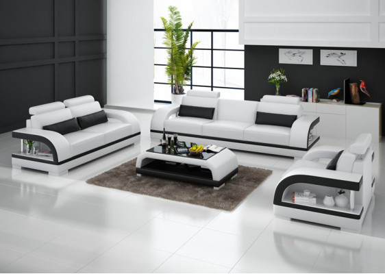 3+2+1 Ustaw Skóra Sofa Kanapa Sofy Sofy Żywy krajobraz Luksus